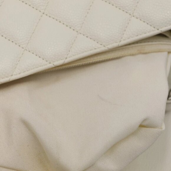 Chanel White Vintage Classic Single Flap Bag Quilted Caviar Jumbo - Picture 11 of 14